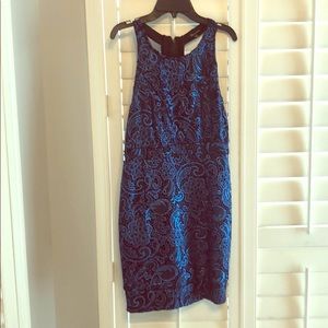 Black and shimmery Blue racerback dress
